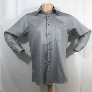 Geoffrey Beene Sateen Gray Mens Shirt 15 1/2 32/33